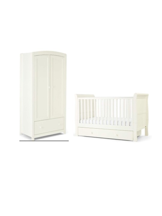Mia 2 Piece Cotbed Set with Wardrobe- White image number 1